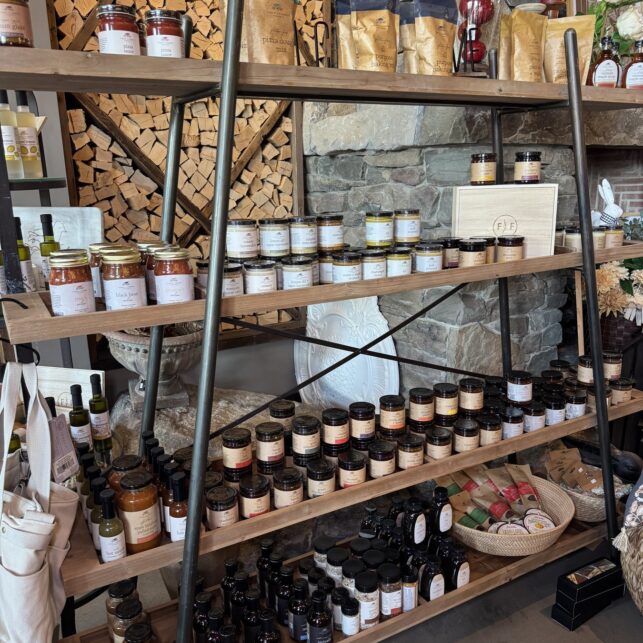 Specialty foods arranged on shelves at Ryser's retail store